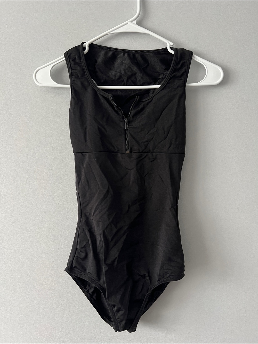 Quarter Zip-Front/Racerback black leotard